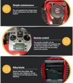 Tondeuse à gazon hybride gaz-électrique avec pelle à neige – Tondeuse télécommandée 7,5 CV, télécommande visuelle, capacité de pente de 45° – Image 5