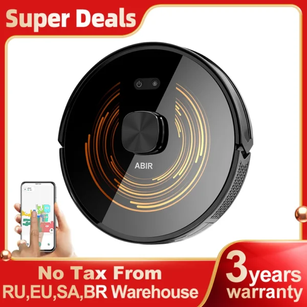 Robot Aspirateur ABIR X9, Système Laser, Nettoyage UV Double, Technologie Auto Carpet Boost