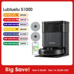 Vadrouille aspirateur robot Lubluelu S1000 avec base autonettoyante tout-en-un - Vide automatique/lavage/vadrouille sèche mains libres 10000 Pa 180 minutes d'autonomie