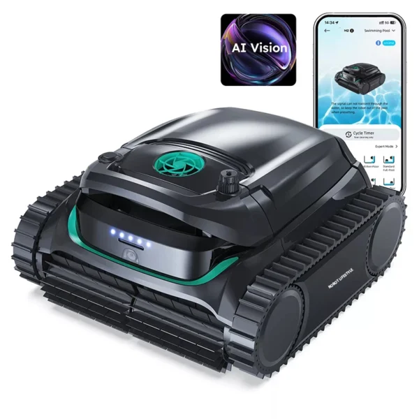 Robot nettoyeur de piscine sans fil M2, pour grandes piscines, batterie 10000mAh, nettoyage visuel activé, Filtration double couche